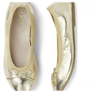 New Girls' Gold Children's Place Soft Ballet Flats, Size 2